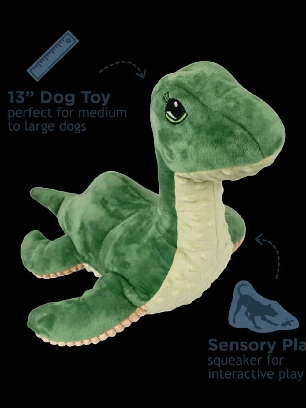 Tall Tails Nessie Dinosaur with Squeaker Dog Toy Medium Large Dogs